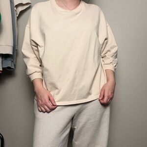 Project Social T Women’s Tan Balloon Sleeve Top with 3/4 Length Sleeves